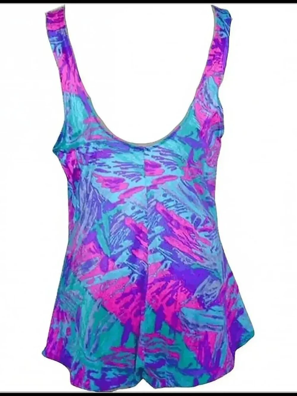 Plus Size One Piece Swimsuit Curvy Vintage Bathing Suit with Low Back -80s
